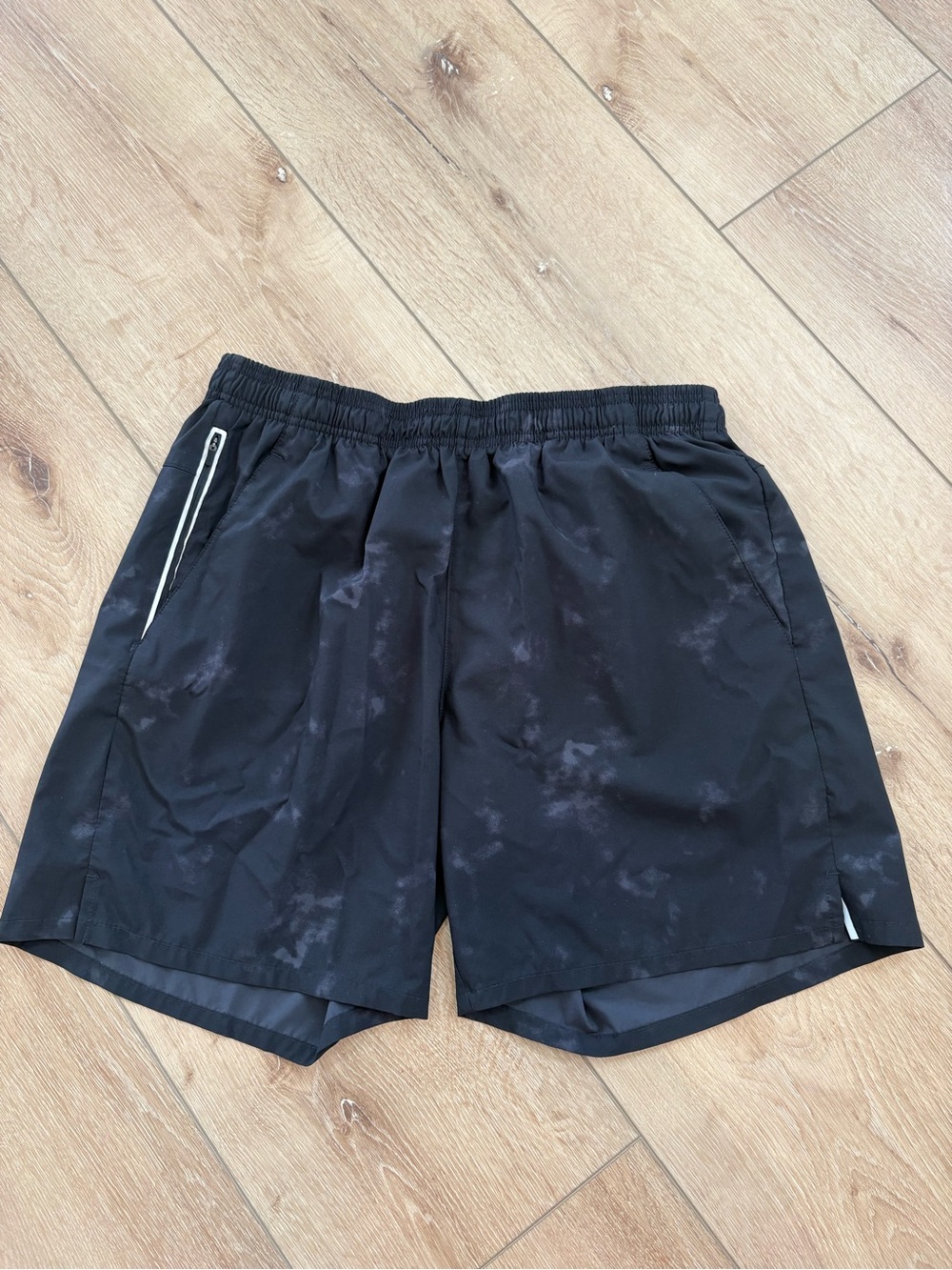 Men's Black Athletic Running Shorts with Reflective Zip